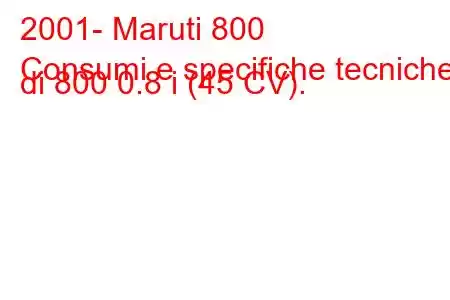 2001- Maruti 800
Consumi e specifiche tecniche di 800 0.8 i (45 CV).