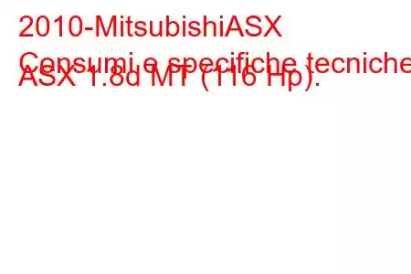 2010-MitsubishiASX
Consumi e specifiche tecniche ASX 1.8d MT (116 Hp).