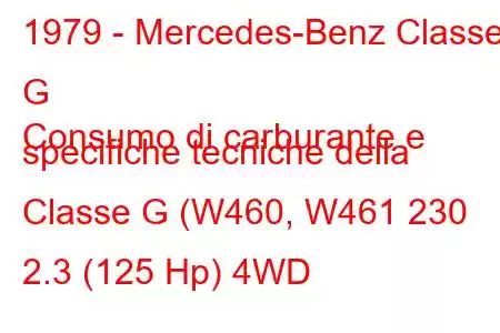 1979 - Mercedes-Benz Classe G
Consumo di carburante e specifiche tecniche della Classe G (W460, W461 230 2.3 (125 Hp) 4WD