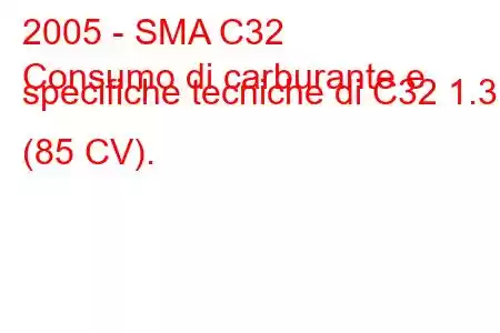 2005 - SMA C32
Consumo di carburante e specifiche tecniche di C32 1.3i (85 CV).