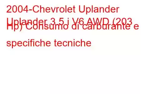 2004-Chevrolet Uplander
Uplander 3.5 i V6 AWD (203 Hp) Consumo di carburante e specifiche tecniche