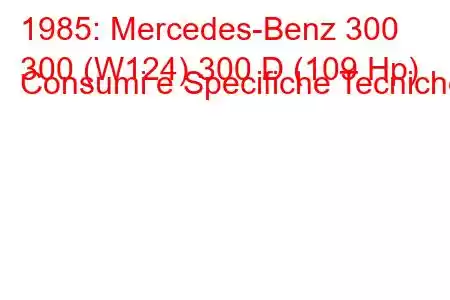 1985: Mercedes-Benz 300
300 (W124) 300 D (109 Hp) Consumi e Specifiche Tecniche