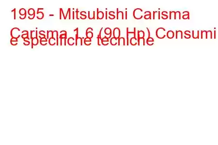 1995 - Mitsubishi Carisma
Carisma 1.6 (90 Hp) Consumi e specifiche tecniche