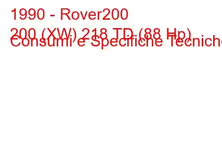 1990 - Rover200
200 (XW) 218 ​​TD (88 Hp) Consumi e Specifiche Tecniche