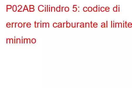 P02AB Cilindro 5: codice di errore trim carburante al limite minimo