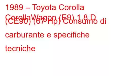 1989 – Toyota Corolla
CorollaWagon (E9) 1.8 D (CE90) (67 Hp) Consumo di carburante e specifiche tecniche