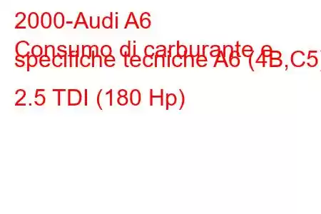 2000-Audi A6
Consumo di carburante e specifiche tecniche A6 (4B,C5) 2.5 TDI (180 Hp)