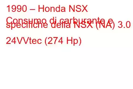 1990 – Honda NSX
Consumo di carburante e specifiche della NSX (NA) 3.0 24VVtec (274 Hp)