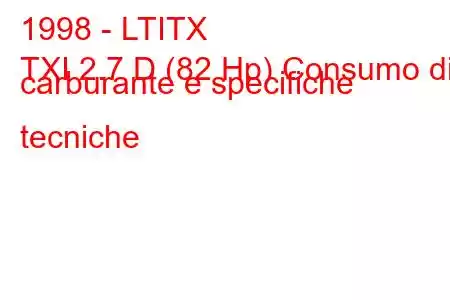 1998 - LTITX
TXI 2.7 D (82 Hp) Consumo di carburante e specifiche tecniche