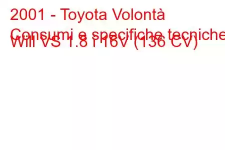 2001 - Toyota Volontà
Consumi e specifiche tecniche Will VS 1.8 i 16V (136 CV)