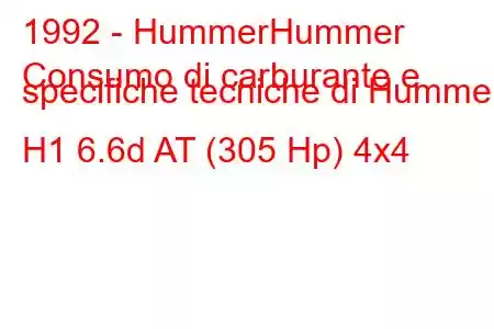 1992 - HummerHummer
Consumo di carburante e specifiche tecniche di Hummer H1 6.6d AT (305 Hp) 4x4