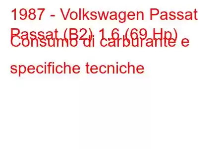 1987 - Volkswagen Passat
Passat (B2) 1.6 (69 Hp) Consumo di carburante e specifiche tecniche