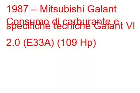 1987 – Mitsubishi Galant
Consumo di carburante e specifiche tecniche Galant VI 2.0 (E33A) (109 Hp)