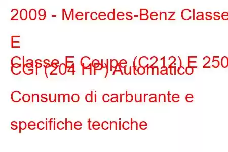 2009 - Mercedes-Benz Classe E
Classe E Coupe (C212) E 250 CGI (204 HP) Automatico Consumo di carburante e specifiche tecniche