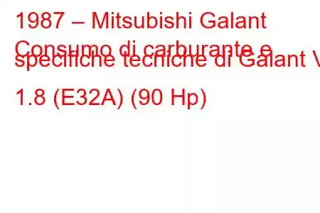 1987 – Mitsubishi Galant
Consumo di carburante e specifiche tecniche di Galant VI 1.8 (E32A) (90 Hp)