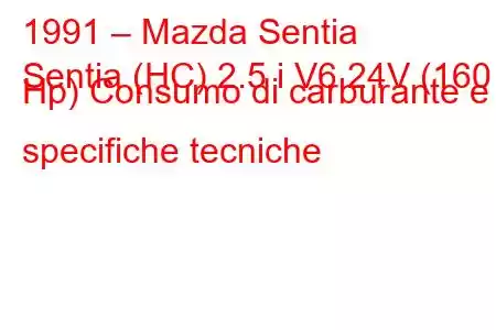 1991 – Mazda Sentia
Sentia (HC) 2.5 i V6 24V (160 Hp) Consumo di carburante e specifiche tecniche