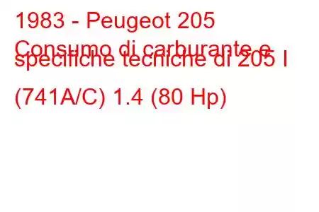 1983 - Peugeot 205
Consumo di carburante e specifiche tecniche di 205 I (741A/C) 1.4 (80 Hp)