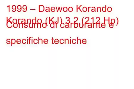 1999 – Daewoo Korando
Korando (KJ) 3.2 (212 Hp) Consumo di carburante e specifiche tecniche