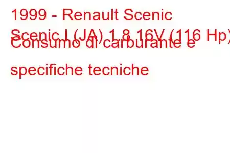 1999 - Renault Scenic
Scenic I (JA) 1.8 16V (116 Hp) Consumo di carburante e specifiche tecniche