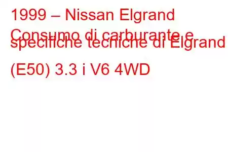 1999 – Nissan Elgrand
Consumo di carburante e specifiche tecniche di Elgrand (E50) 3.3 i V6 4WD