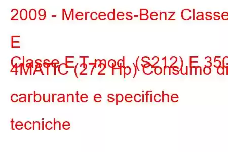 2009 - Mercedes-Benz Classe E
Classe E T-mod. (S212) E 350 4MATIC (272 Hp) Consumo di carburante e specifiche tecniche