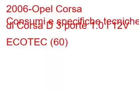 2006-Opel Corsa
Consumi e specifiche tecniche di Corsa D 3 porte 1.0 i 12V ECOTEC (60)