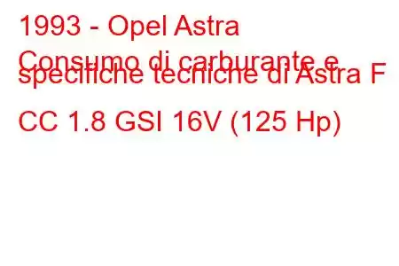 1993 - Opel Astra
Consumo di carburante e specifiche tecniche di Astra F CC 1.8 GSI 16V (125 Hp)