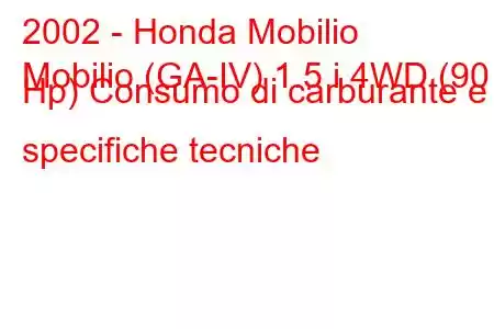 2002 - Honda Mobilio
Mobilio (GA-IV) 1.5 i 4WD (90 Hp) Consumo di carburante e specifiche tecniche