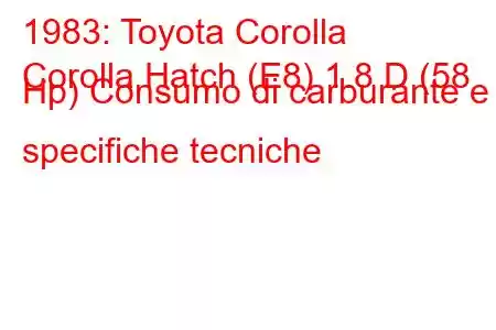 1983: Toyota Corolla
Corolla Hatch (E8) 1.8 D (58 Hp) Consumo di carburante e specifiche tecniche