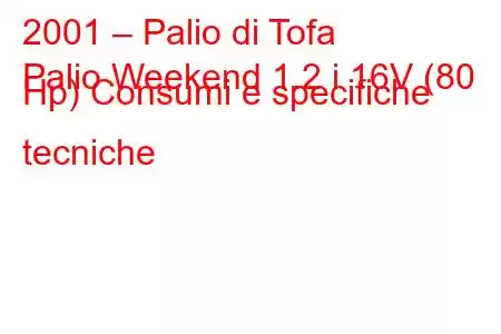 2001 – Palio di Tofa
Palio Weekend 1.2 i 16V (80 Hp) Consumi e specifiche tecniche