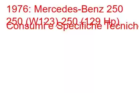 1976: Mercedes-Benz 250
250 (W123) 250 (129 Hp) Consumi e Specifiche Tecniche