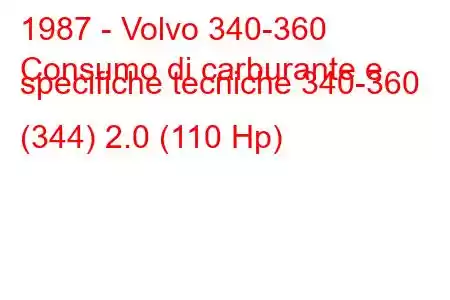 1987 - Volvo 340-360
Consumo di carburante e specifiche tecniche 340-360 (344) 2.0 (110 Hp)