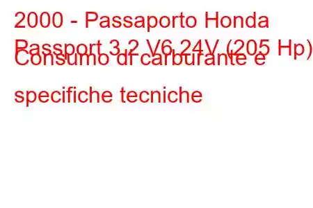 2000 - Passaporto Honda
Passport 3.2 V6 24V (205 Hp) Consumo di carburante e specifiche tecniche