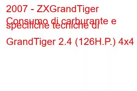 2007 - ZXGrandTiger
Consumo di carburante e specifiche tecniche di GrandTiger 2.4 (126H.P.) 4x4