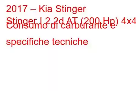 2017 – Kia Stinger
Stinger I 2.2d AT (200 Hp) 4x4 Consumo di carburante e specifiche tecniche