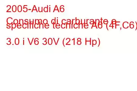 2005-Audi A6
Consumo di carburante e specifiche tecniche A6 (4F,C6) 3.0 i V6 30V (218 Hp)