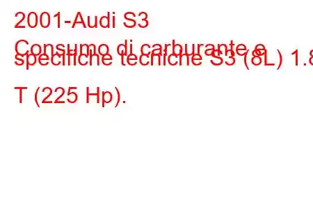 2001-Audi S3
Consumo di carburante e specifiche tecniche S3 (8L) 1.8 T (225 Hp).