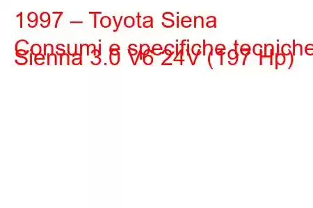 1997 – Toyota Siena
Consumi e specifiche tecniche Sienna 3.0 V6 24V (197 Hp)