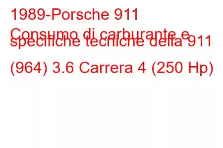 1989-Porsche 911
Consumo di carburante e specifiche tecniche della 911 (964) 3.6 Carrera 4 (250 Hp)