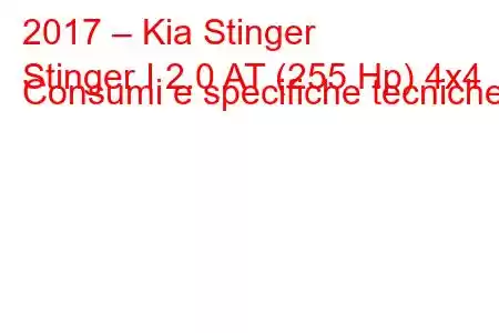 2017 – Kia Stinger
Stinger I 2.0 AT (255 Hp) 4x4 Consumi e specifiche tecniche