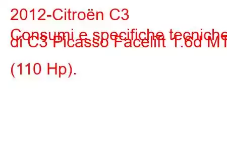 2012-Citroën C3
Consumi e specifiche tecniche di C3 Picasso Facelift 1.6d MT (110 Hp).