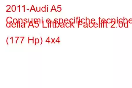 2011-Audi A5
Consumi e specifiche tecniche della A5 Liftback Facelift 2.0d (177 Hp) 4x4