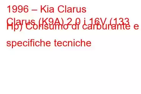 1996 – Kia Clarus
Clarus (K9A) 2.0 i 16V (133 Hp) Consumo di carburante e specifiche tecniche