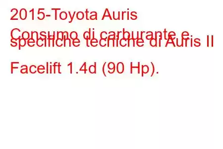 2015-Toyota Auris
Consumo di carburante e specifiche tecniche di Auris II Facelift 1.4d (90 Hp).