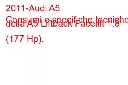 2011-Audi A5
Consumi e specifiche tecniche della A5 Liftback Facelift 1.8 (177 Hp).