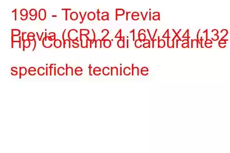 1990 - Toyota Previa
Previa (CR) 2.4 16V 4X4 (132 Hp) Consumo di carburante e specifiche tecniche