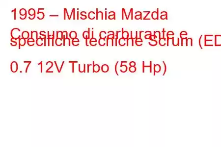 1995 – Mischia Mazda
Consumo di carburante e specifiche tecniche Scrum (ED) 0.7 12V Turbo (58 Hp)