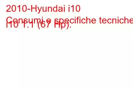 2010-Hyundai i10
Consumi e specifiche tecniche i10 1.1 (67 Hp).