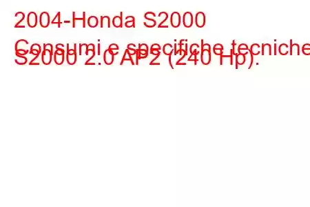 2004-Honda S2000
Consumi e specifiche tecniche S2000 2.0 AP2 (240 Hp).