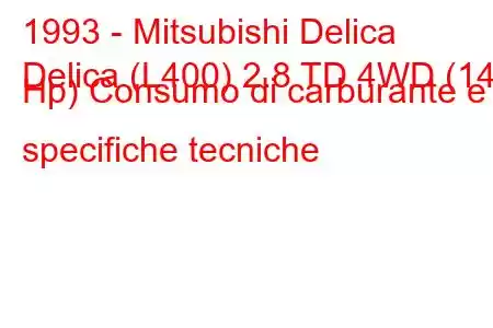 1993 - Mitsubishi Delica
Delica (L400) 2.8 TD 4WD (140 Hp) Consumo di carburante e specifiche tecniche